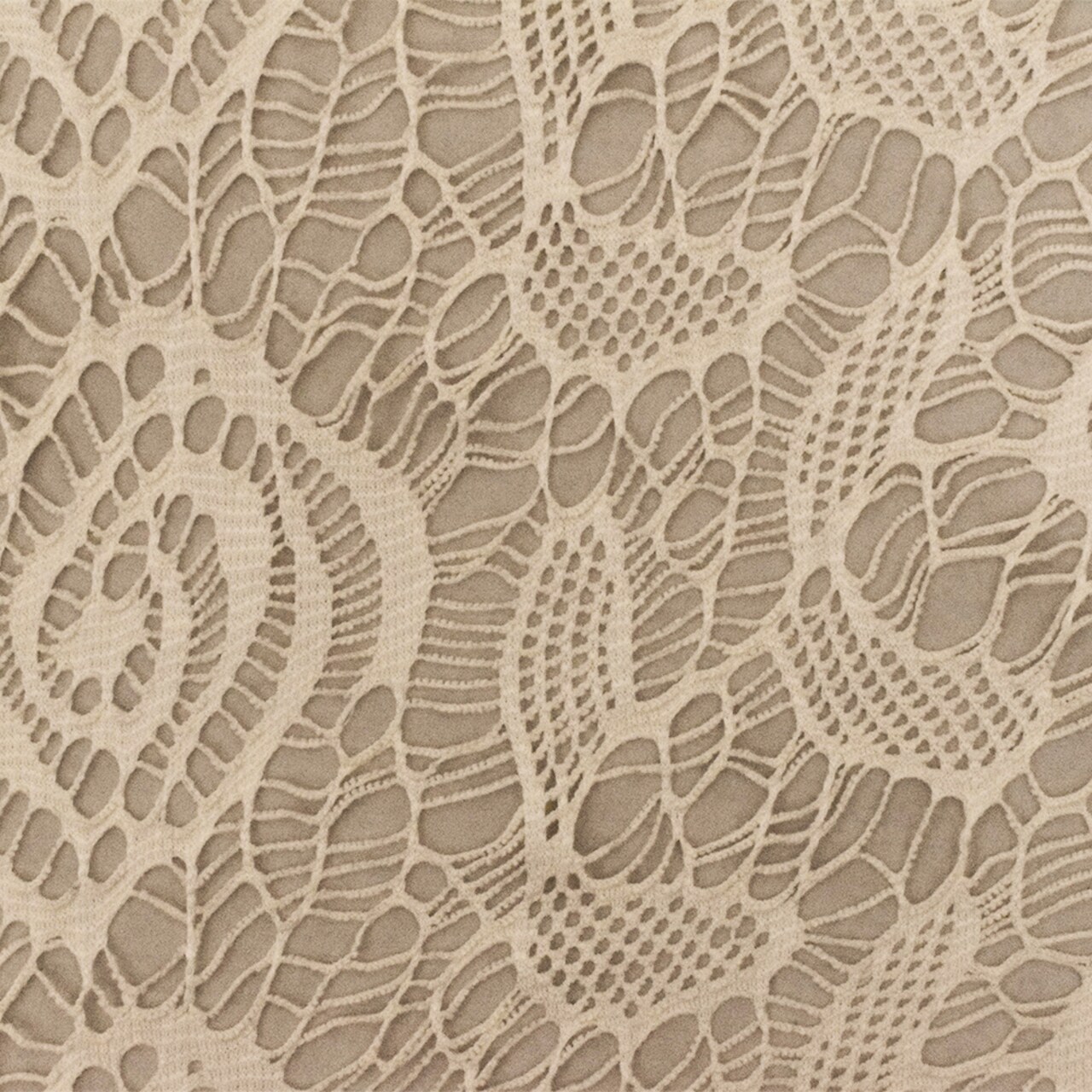 Beach Beige Abstract Pattern Stretch Poly Crochet Knit Fabric By the Yard